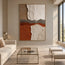 Ivory and Rust Hand-Painted 3D Textured Oil Painting, Layered Ridge Abstract #I8S5QRXD