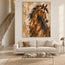 Chestnut Brown Hand-Painted Oil Painting, Expressive Horse Portrait #X4ZDTYL9