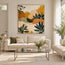 Cream and Ochre Hand-Painted Oil Painting, Stylized Garden Foliage #UATDX9Y6