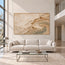 Cream and Sage Hand-Painted 3D Textured Oil Painting, Curling Contour Relief #C9QZSV3G
