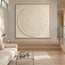 Ivory Hand-Painted 3D Textured Oil Painting, Textured Circle Abstract #GFK55X3M