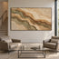 Earth-Tone Hand-Painted 3D Textured Oil Painting, Olive and Brown Strata #CZ83GDFB