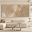 Beige Hand-Painted 3D Textured Oil Painting, Concentric Circles Wall Art #JMOPNPCU