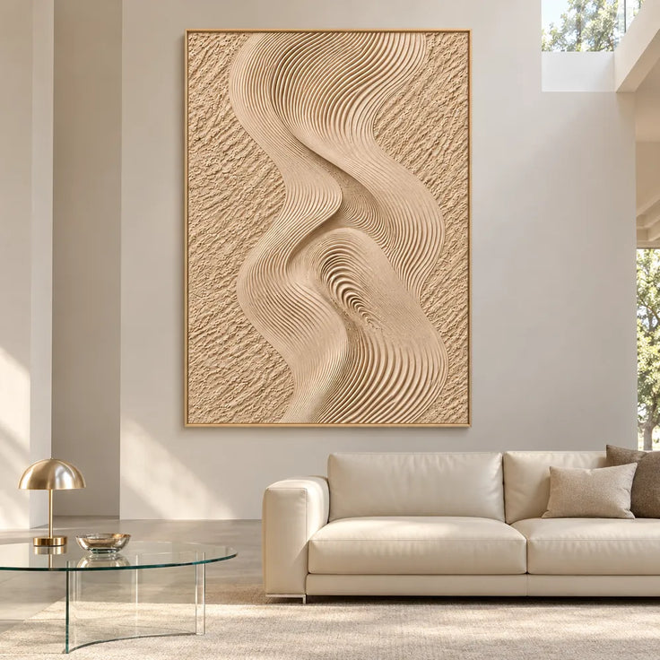 Sand Hand-Painted 3D Textured Oil Painting, Interwoven Waves Wall Art #T4IZOQDJ