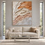 Ivory and Peach Hand-Painted 3D Textured Oil Painting, Layered Organic Abstract #QOJT9JV1