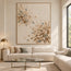 Cream Hand-Painted Oil Painting, Sweeping Leaves with Muted Blue Accents #03M1QDNU