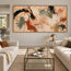 Beige Hand-Painted Oil Painting, Black Arcs and Sage Abstract #HRPVAO7I