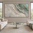 Sage and White Hand-Painted Oil Painting, Flowing Fine-Line Contours #HX2DO6GI