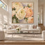 Cream Hand-Painted Oil Painting, Close-Up Peach and Ivory Flowers #22T3QUTE