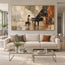 Earth-Tone Hand-Painted Oil Painting, Pianist at a Grand Piano #AQ4V2RU3
