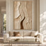 Cream Tan Hand-Painted 3D Textured Oil Painting, Winding Ridges Wall Art #4U0FQXUW
