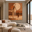Earth-Tone Hand-Painted Oil Painting, Tall White Horse and Cowboy #SSW3XYPZ