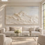Ivory Hand-Painted 3D Textured Oil Painting, Mountain Peaks Beneath a Soft Gray Sky #0MQBQEM1