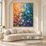 Blue and Coral Hand-Painted Oil Painting, Expressive Color Field #WWMNSDR4