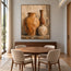 Ochre & Cream Hand-Painted Oil Painting, Three-Vessel Still Life Wall Art #198HZFBY