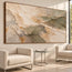 Cream and Olive Hand-Painted 3D Textured Oil Painting, Interlocking Abstract Layers #5NBBMJRS