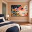 Multicolor Hand-Painted Oil Painting, Coral and Lilac Botanical Abstract with Fine Stems #T9RL2OLH