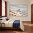 Ivory and Blue-Gray Hand-Painted 3D Textured Oil Painting, Snowy Mountain Peaks #WX7ZWCKG