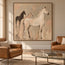 Beige & Cream Hand-Painted Oil Painting, Three Horses in a Modern Equestrian Composition #HIPLCPC8