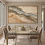 Beige Hand-Painted 3D Textured Oil Painting, Blue-Gray Diagonal Layers #S9SBK2RJ