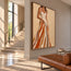 Beige & Rust Hand-Painted Oil Painting, Woman in a Flowing Dress #LMRN0GND