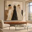 Beige & Cream Hand-Painted Oil Painting, Three Women in Wide-Brim Hats #PGVBMQNS