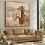Cream & Brown Hand-Painted Oil Painting, White and Chestnut Horse Portrait #R4TZLUV7