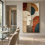 Earth-Tone Hand-Painted 3D Textured Oil Painting, Geometric Faces #PDTZGB6G