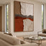Ivory and Rust Hand-Painted 3D Textured Oil Painting, Layered Ridge Abstract #I8S5QRXD