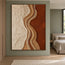 Cream & Terracotta Hand-Painted 3D Textured Oil Painting, Wavy Abstract Band #E5HLHQUE