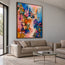 Blue and Pink Hand-Painted Oil Painting, Expressive Floral Abstract #SPCZIUW7