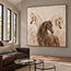 Cream and Brown Hand-Painted Oil Painting, Three Horses #FLZV73BL