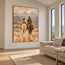 Sand and Blue Gray Hand-Painted Oil Painting, Riders Facing the Mountains #3TULKAQH