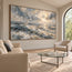 Blue-Gray Hand-Painted Oil Painting, Breaking Waves and Open Sky #KJ75TCEM