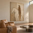 Beige and Cream Hand-Painted Oil Painting, White Horse and Brown-Clad Rider #1YZD0V5I
