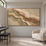 Earth-Tone Hand-Painted 3D Textured Oil Painting, Olive and Brown Strata #CZ83GDFB