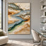 Earth-Tone Hand-Painted 3D Textured Oil Painting, Winding Blue-Gray Flow #KHMVTZFC