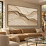 Beige Hand-Painted 3D Textured Oil Painting, Sweeping Layered Wave Abstract #6YZ3XFNK