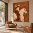 Brown and Ivory Hand-Painted Oil Painting, Cowgirl with Lasso on White Horse #2F4THA0A