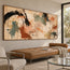 Beige Hand-Painted Oil Painting, Black Arcs and Sage Abstract #HRPVAO7I