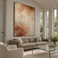 Cream and Warm Brown Hand-Painted Oil Painting, Soft Organic Abstract #97YZ35BG