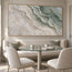 Sage and White Hand-Painted Oil Painting, Flowing Fine-Line Contours #HX2DO6GI