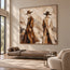 Earth-Tone Hand-Painted Oil Painting, Two Figures in Wide-Brim Hats #AROVDTOR