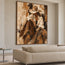 Brown and Cream Hand-Painted Oil Painting, Seated Cowgirl Portrait #E9CV57YO