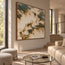 Cream and Deep Green Hand-Painted Oil Painting, Organic Abstract Forms #R1E3GSYK