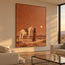 Rust Orange Hand-Painted Oil Painting, Cowgirl and White Horse in the Desert #209BR44A