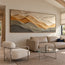 Sand & Taupe Hand-Painted 3D Textured Oil Painting, Layered Wave Abstract Wall Art #J66DZD8R