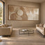 Beige Hand-Painted 3D Textured Oil Painting, Overlapping Circle Abstract #KM0VJQUO
