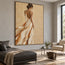 Beige and Cream Hand-Painted Oil Painting, Woman in a Flowing White Dress #5PM5BZHA