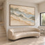 Beige Hand-Painted Oil Painting, Pale Layered Abstract with Blue Gray #3M9L7HZQ